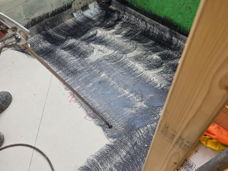 The balcony area following application of insulation