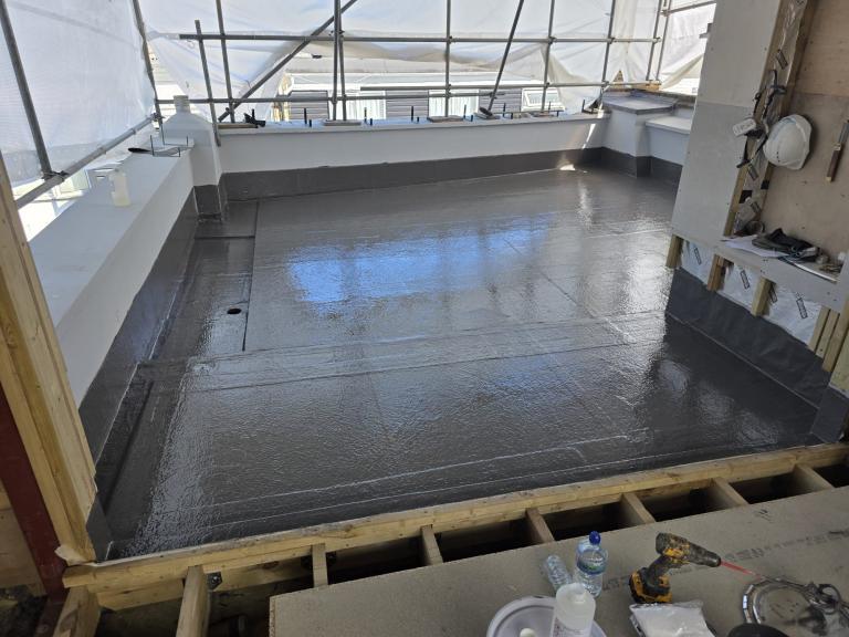 The finished area, drying in the evening sun