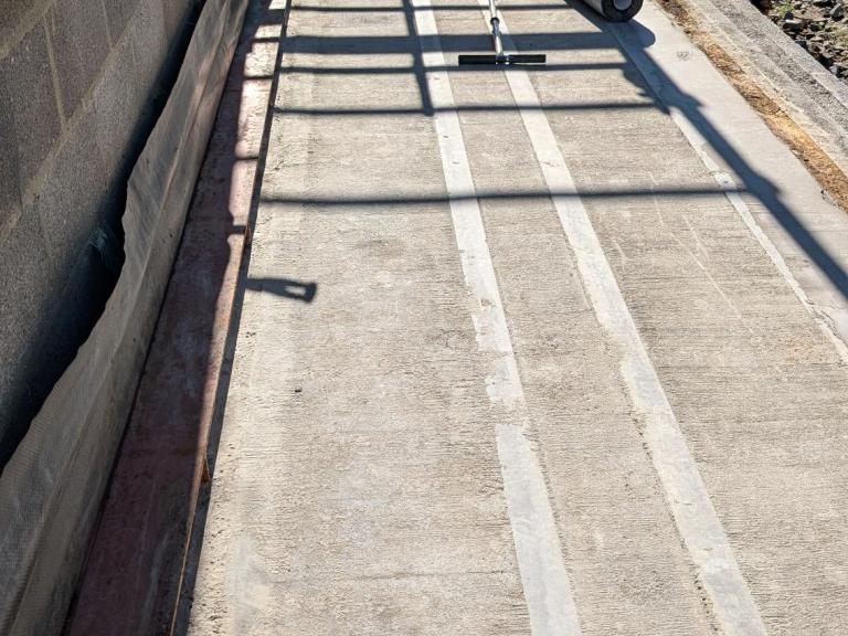 The roof prior to application of basement tanking, vapour layer and top coat