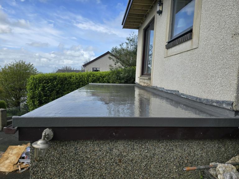 The coated roof area prior to instalment of verticals