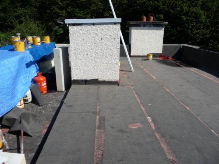 After pressure washing, insulation was laid and a carrier membrane fitted