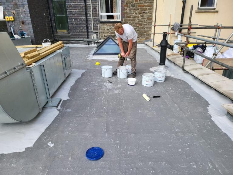 Mixing the materials required to match the needs of the roof