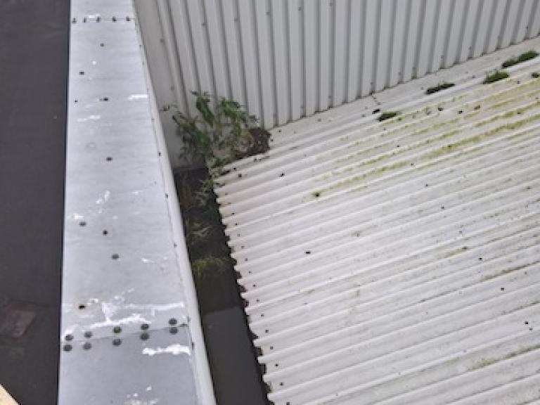Excessive roof debris on the Argos Store in Aberystwyth