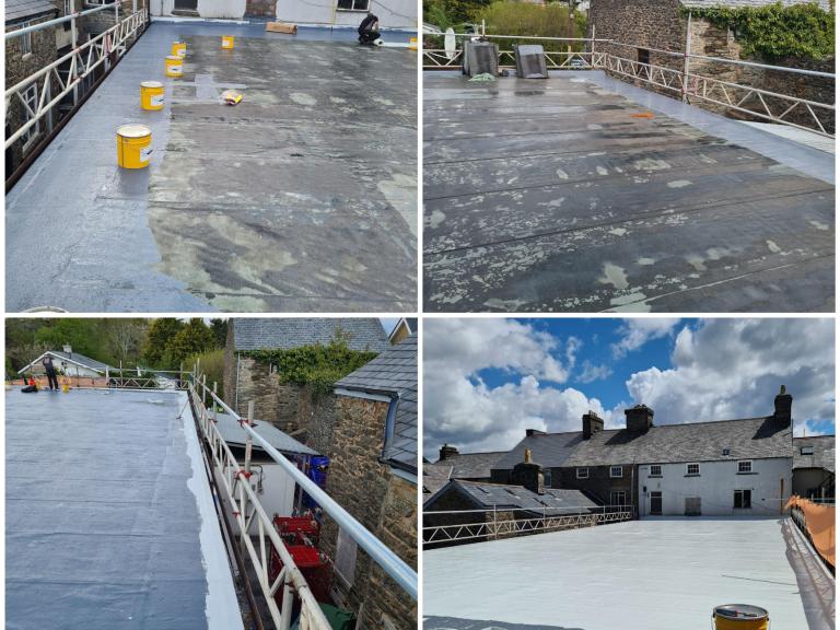 The progression of work, from undercoating to the nearly-finished topcoat