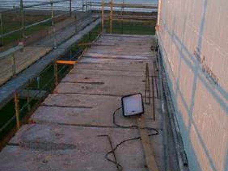 A south side work area - the system bonded with ease to this concrete substrate