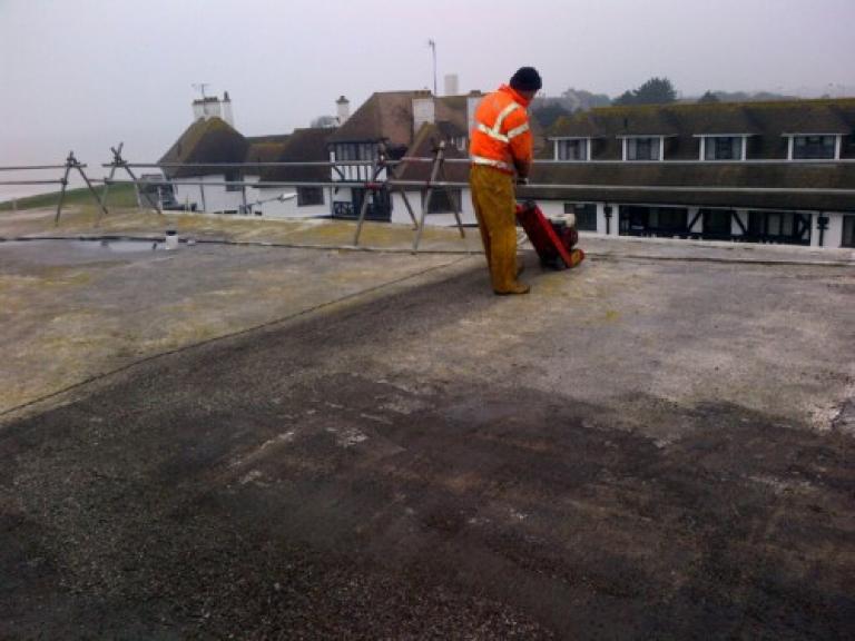 Chippings were removed from the large flat roof