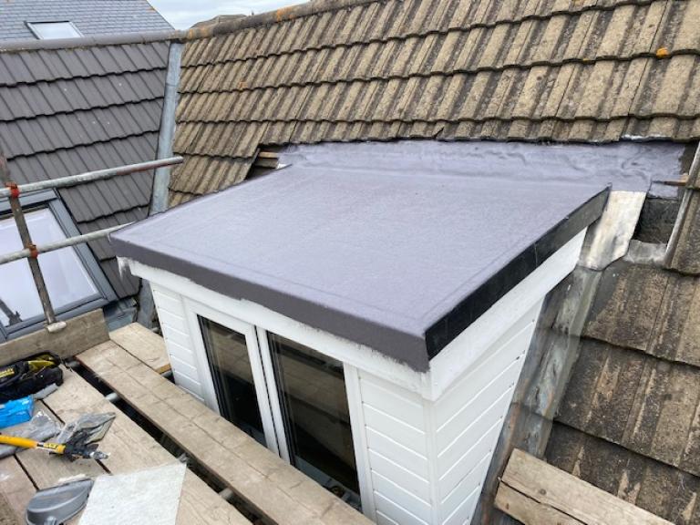 One of the finished dormer windows