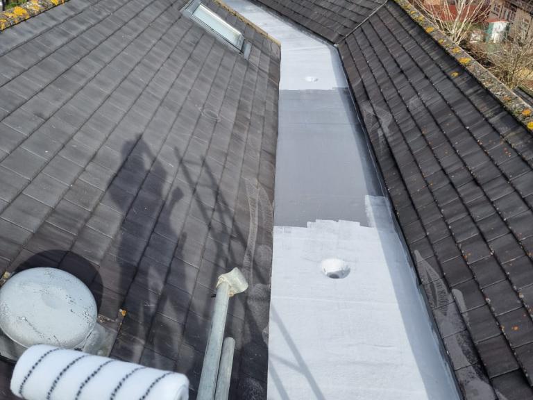 We worked quickly, staying ahead of weather to coat the area with the polymer system