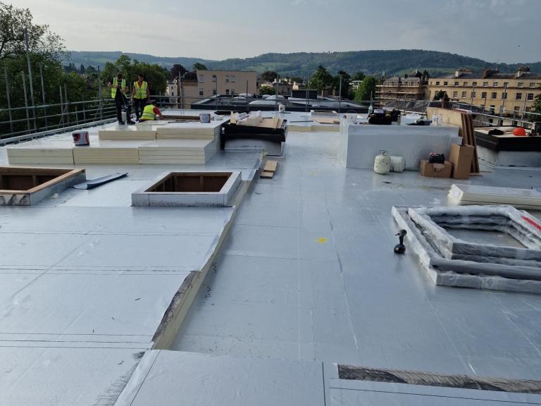 Insulating such a big space took until well into the evening