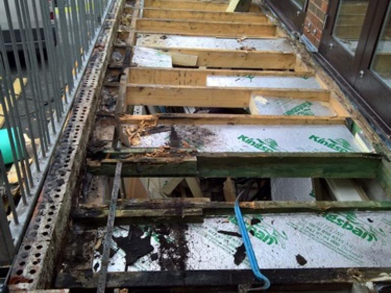 Insulation was installed between the new and old timber joists, so that the area would conform to U-values