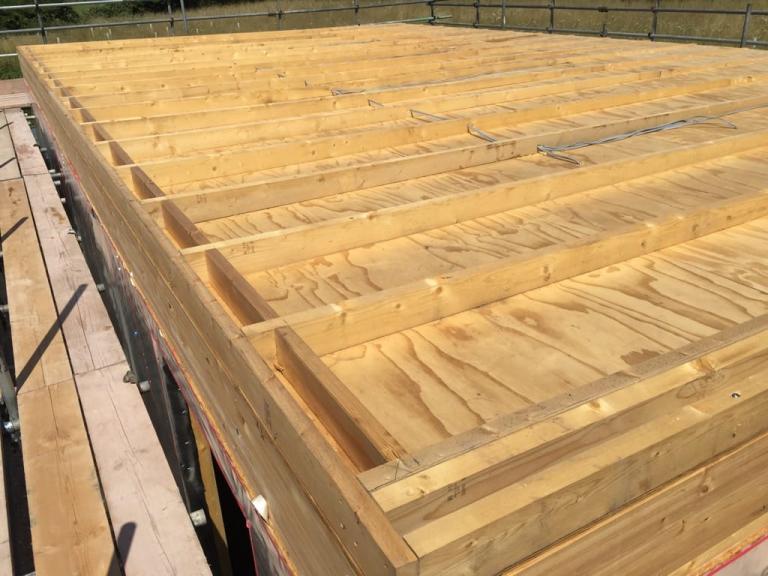 The bare joists ready for warm roof insulation