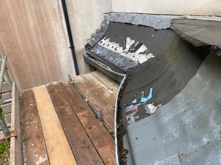 and perished waterproofing beneath stripped lead