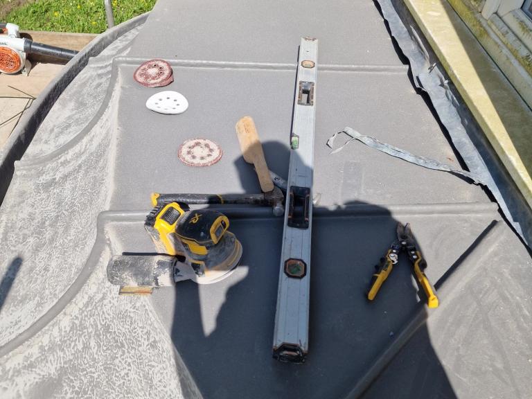 The canopy during installation of the polymer lead alternative