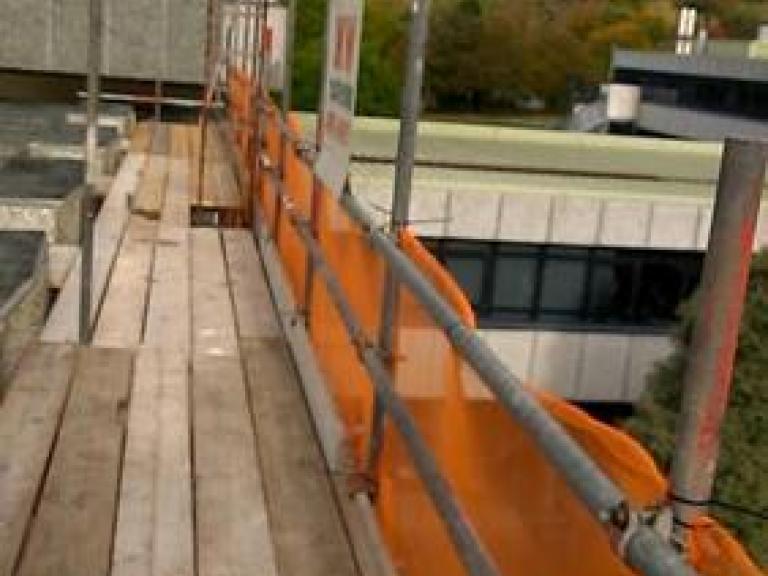 Much of the area needed scaffolding