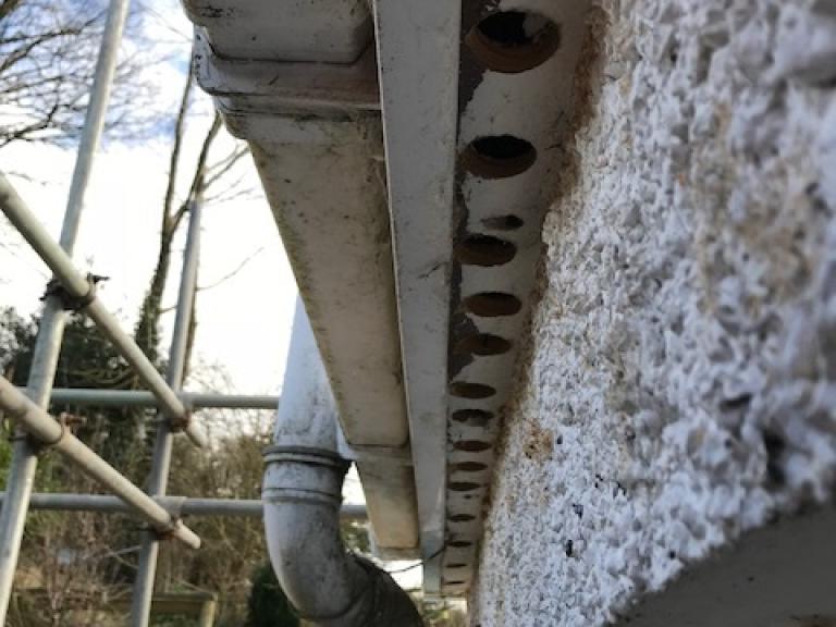 Ventilation holes along the roof edge