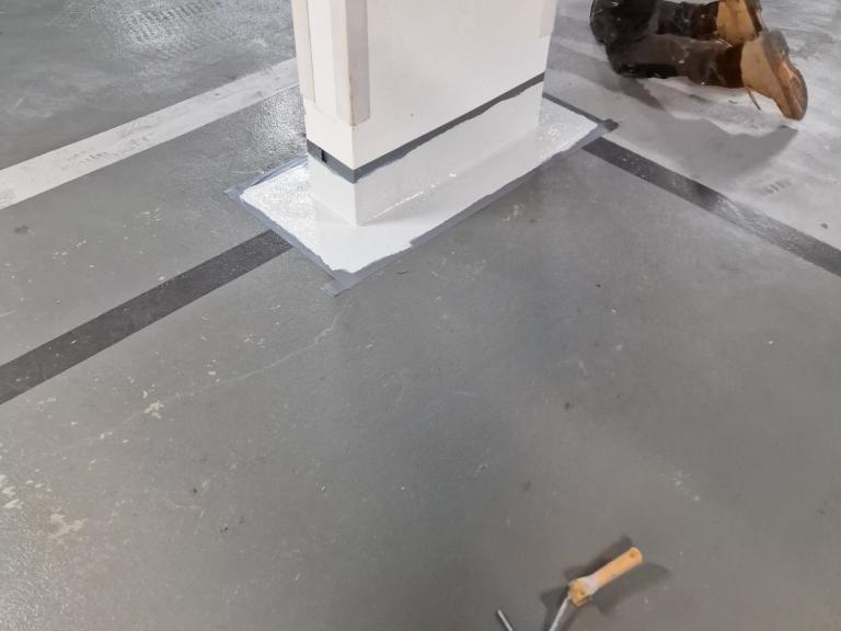 Final coats were applied to upright surfaces