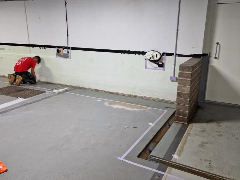 Junction waterproofing was continued as necessary around the carpark