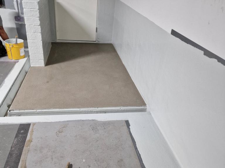 Waterproofing was extended into the created drainage channels (see also pic 1)