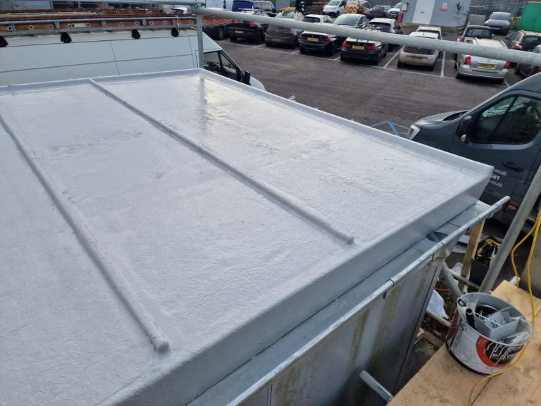 The roof with larger alloy gutters in situ