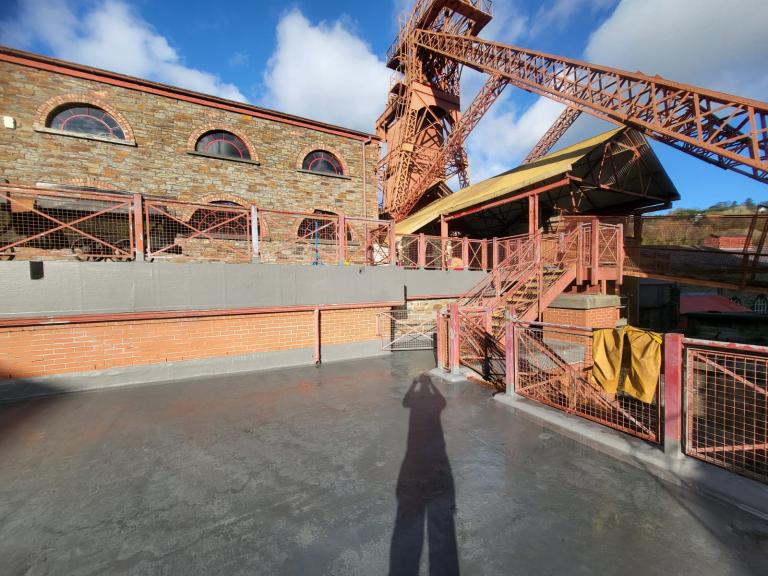 Again, notice the waterproofing extends up walls and upstands and protects railing feet