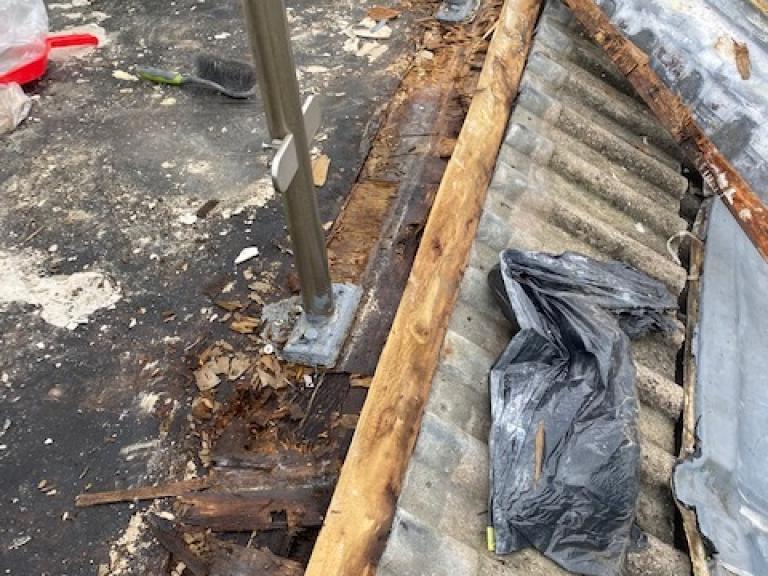 and cutting away all areas of rot and damp