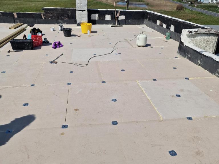 ...covering the entire area in 150mm warm roof power deck E insulation