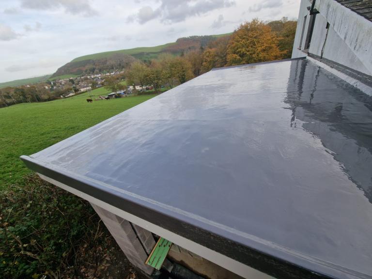 The completed garage roof overlooking beautiful Welsh countryside