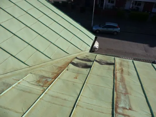 The copper alternative (left) shows the colour match and improvement on the old copper