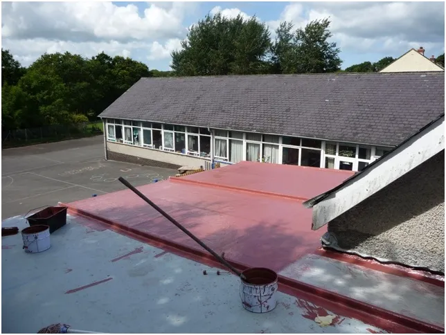Base coat and reinforcement being applied