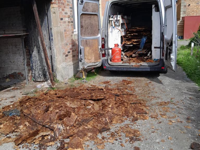 The remaining, very rotted material!