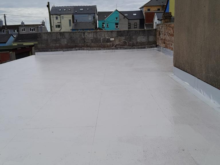 The polymer roof - installed and 'curing'