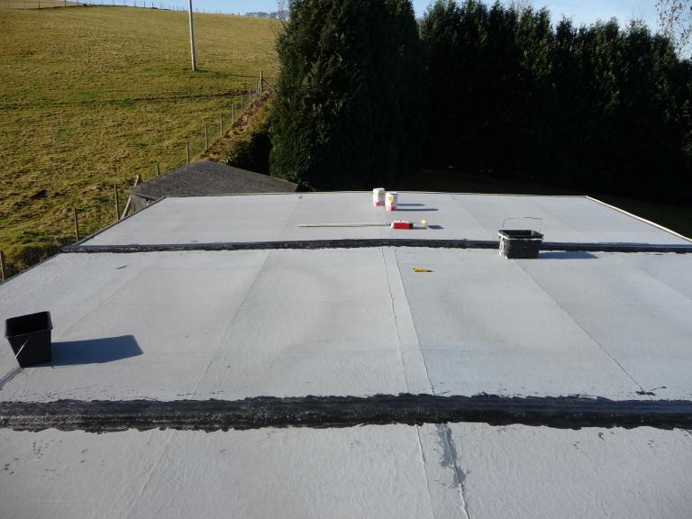 Once pressure washed, the flat roof was ready for application