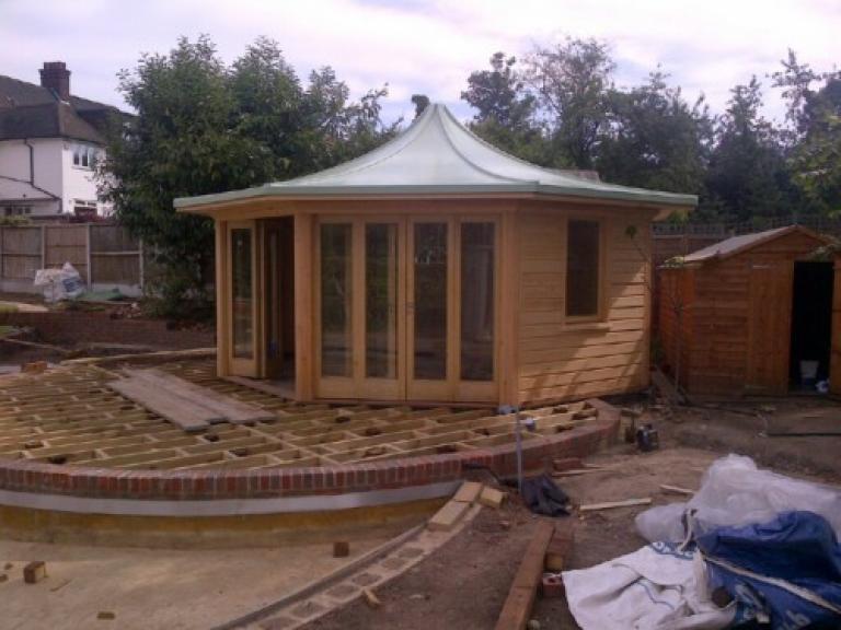 A gazebo for all seasons - the completed traditional style copper alternative summer house roof