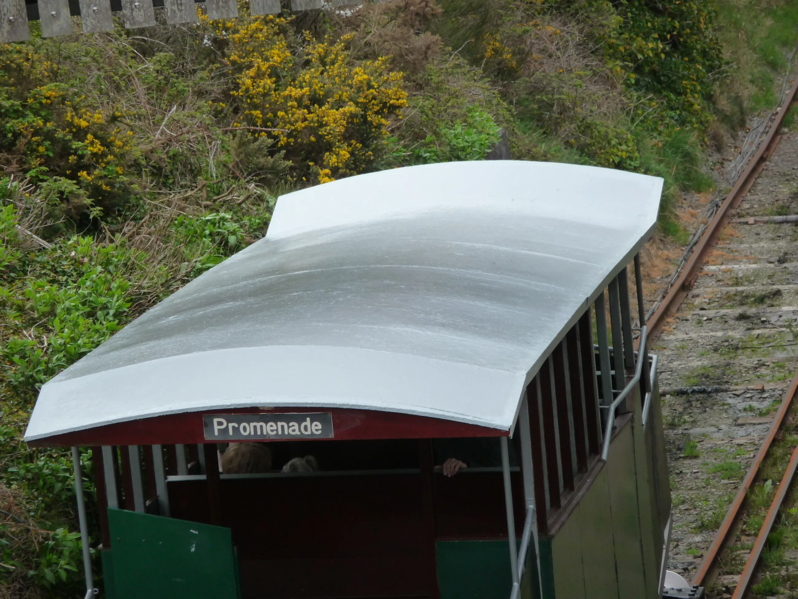 Aberystwyth Cliff Railway train carriage roof after liquid roofing application